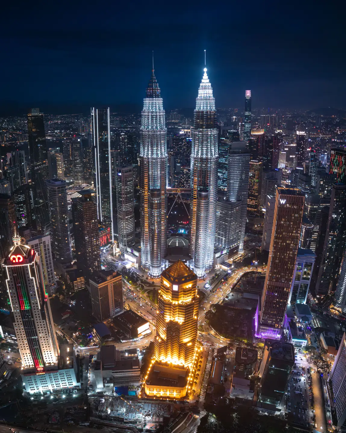 Aerial skyline view of KLCC and Kuala Lumpur City Centre from Ampang Hilir Embassy Row